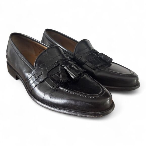 Florsheim Mens 9.5 D Black Leather Tassel Loafers Dress Shoes Slip On 18498 main image 11